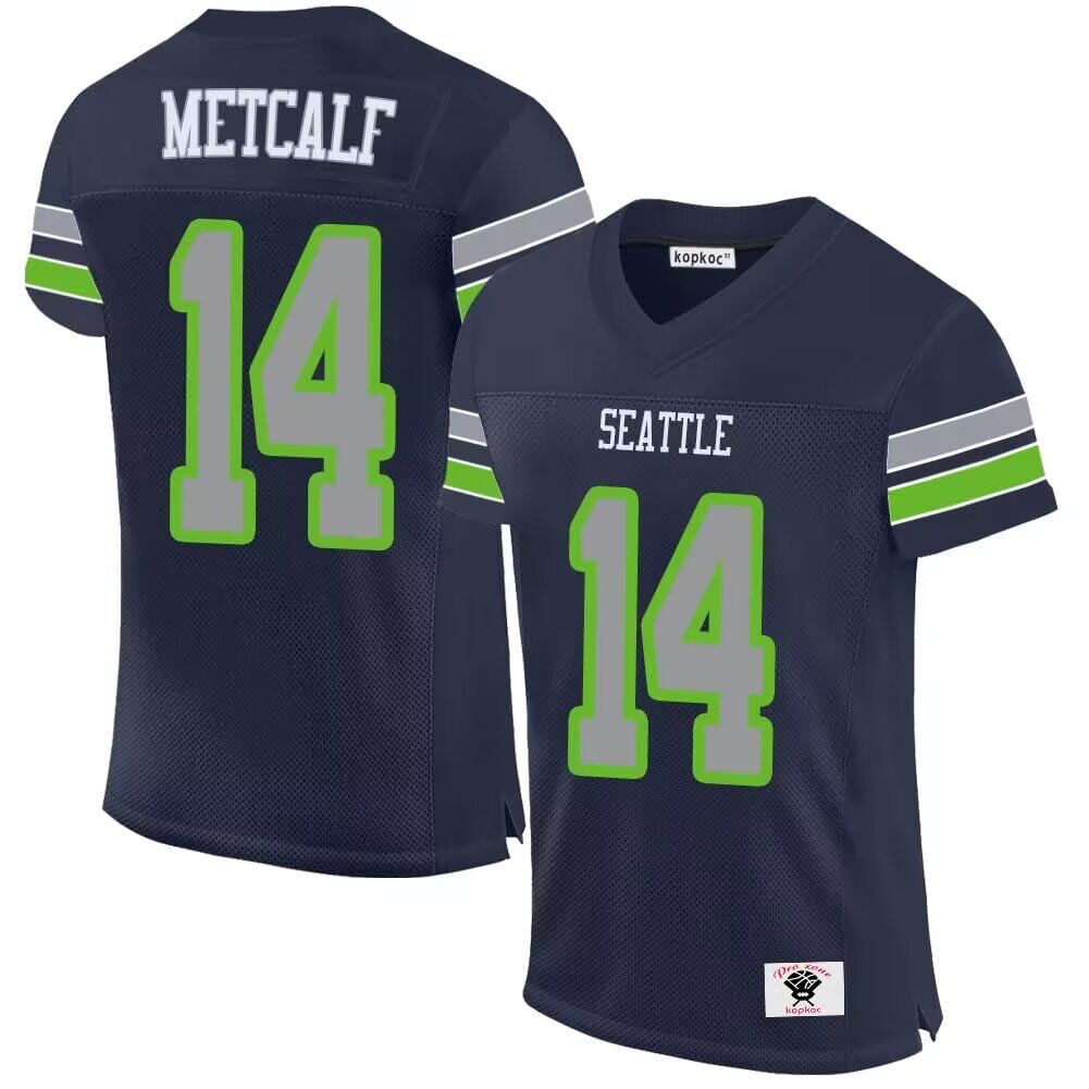 Men Seattle Seahawks #14 Metcalf blue 2024 Nike Game NFL throwback Jersey->youth nfl jersey->Youth Jersey